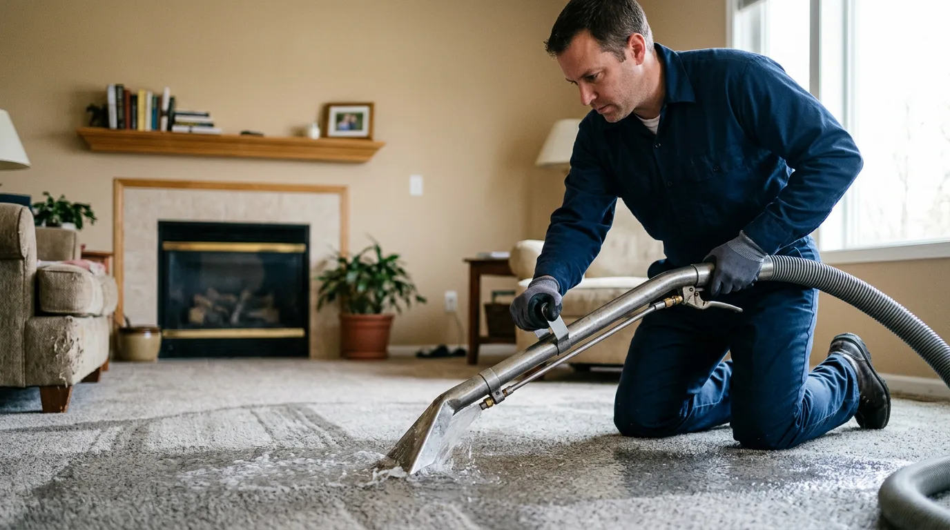 Water damage restoration technician working near Herndon, KY